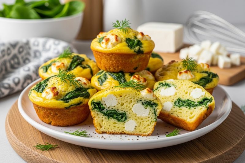 High Protein Spinach & Feta Egg Muffins (Healthy, Low Carb Breakfast)