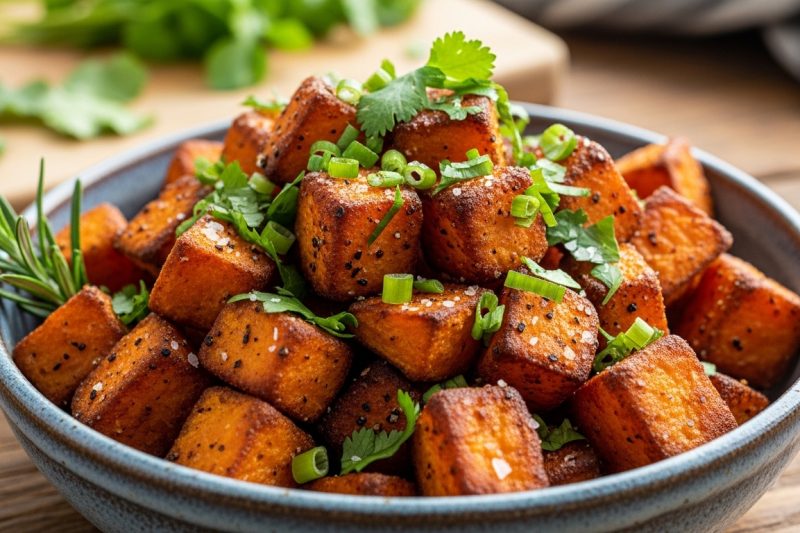 Crispy Air Fryer Sweet Potato Cubes (100% Healthy & Easy)