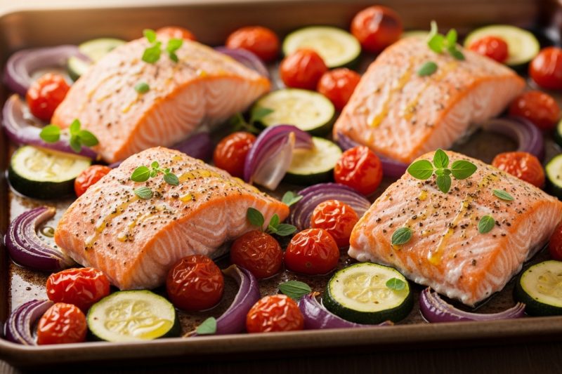 Mediterranean Baked Salmon with Vegetables (100% Healthy Low Carb Dinner Recipe)