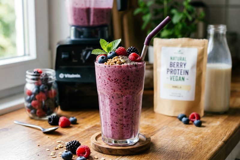 Berry Protein Shake (100% Healthy High Protein Smoothie for Energy & Weight Loss)