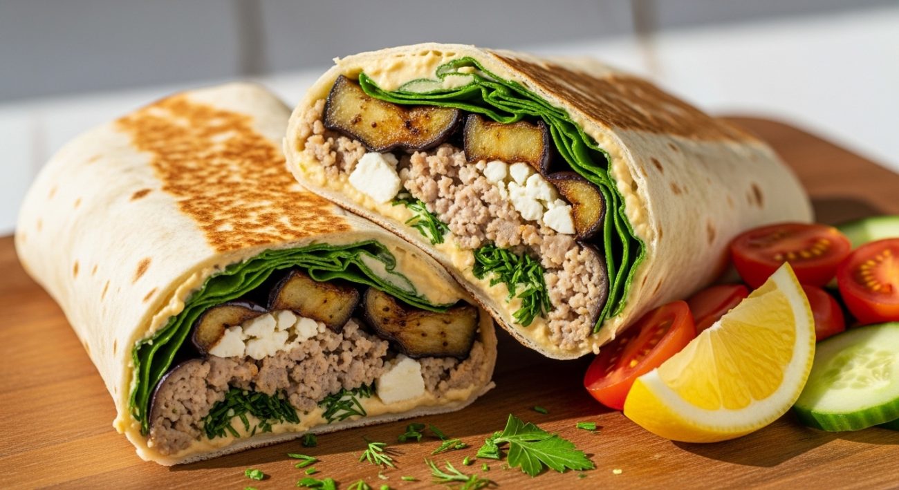 Eggplant and turkey morning wrap
