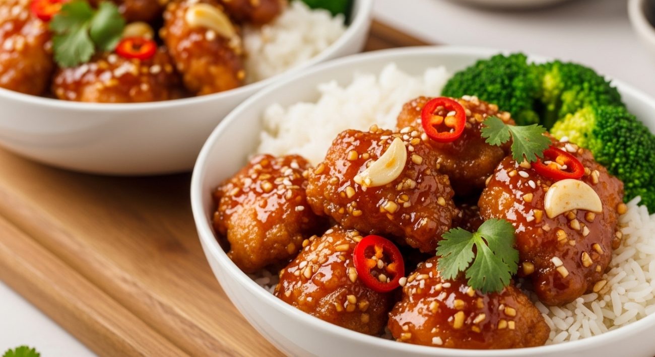 hot honey garlic chicken bowl