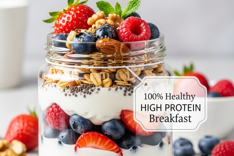 Greek Yogurt Berry Protein Parfait (100% Healthy High Protein Breakfast)