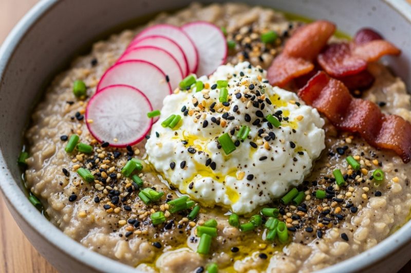 Savory Cottage Cheese Oatmeal Bowl (High Protein 100% Healthy Breakfast)