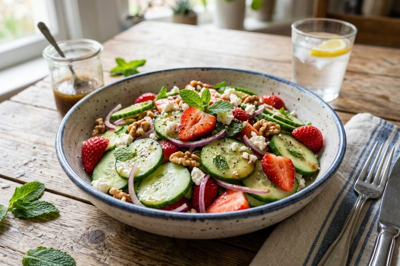 Cucumber Strawberry Salad – Fresh, Light & Perfect Summer Recipe (ready in 10 minutes)