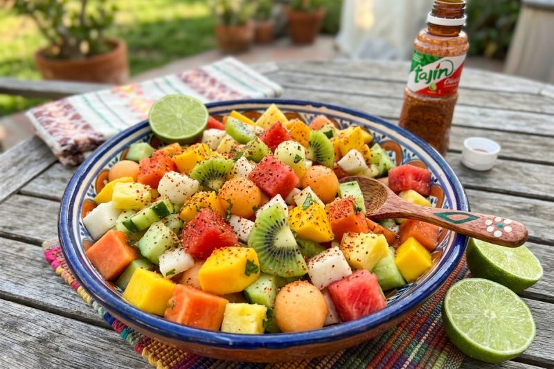 Fresh Mexican Fruit Salad with Tajín & Lime – Sweet, Spicy & Refreshing Snack (Ready in under 10 minutes)