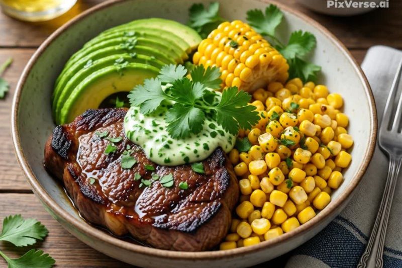 Best Recipe for Steak, Avocado, and Roasted Corn Bowl with Coriander Cream (100% HEALTHY)